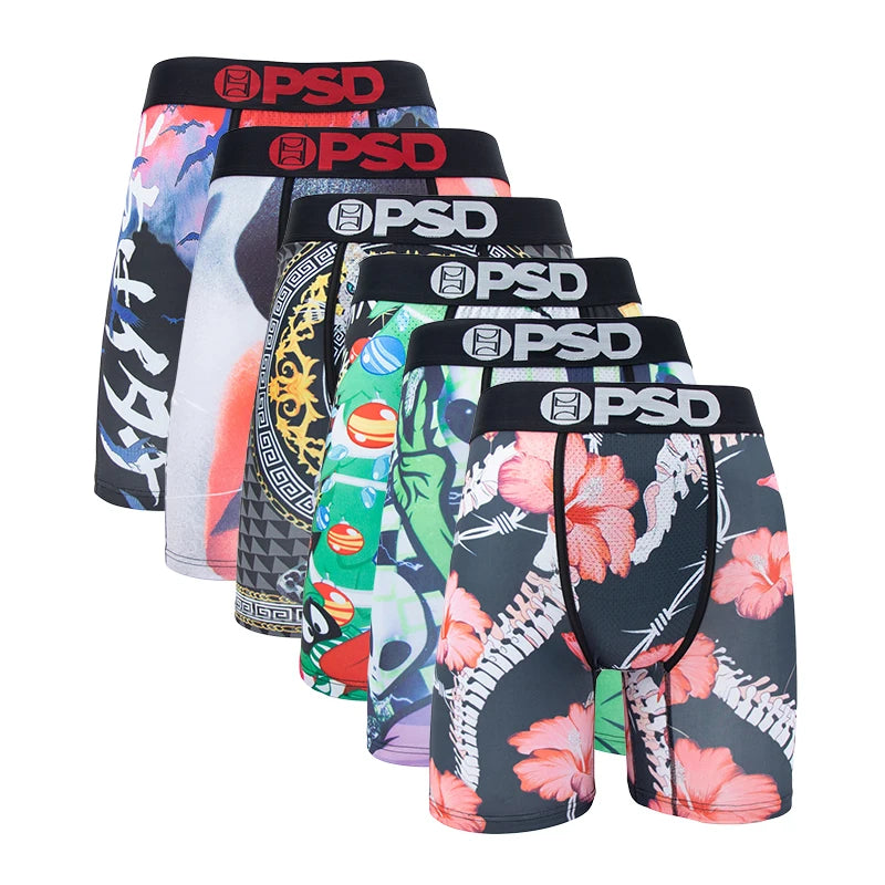 6Pcs Fashion Print Men Underwear Boxers