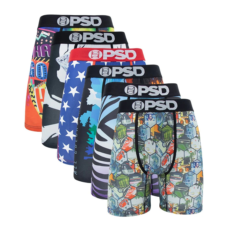 6Pcs Fashion Print Men Underwear Boxers