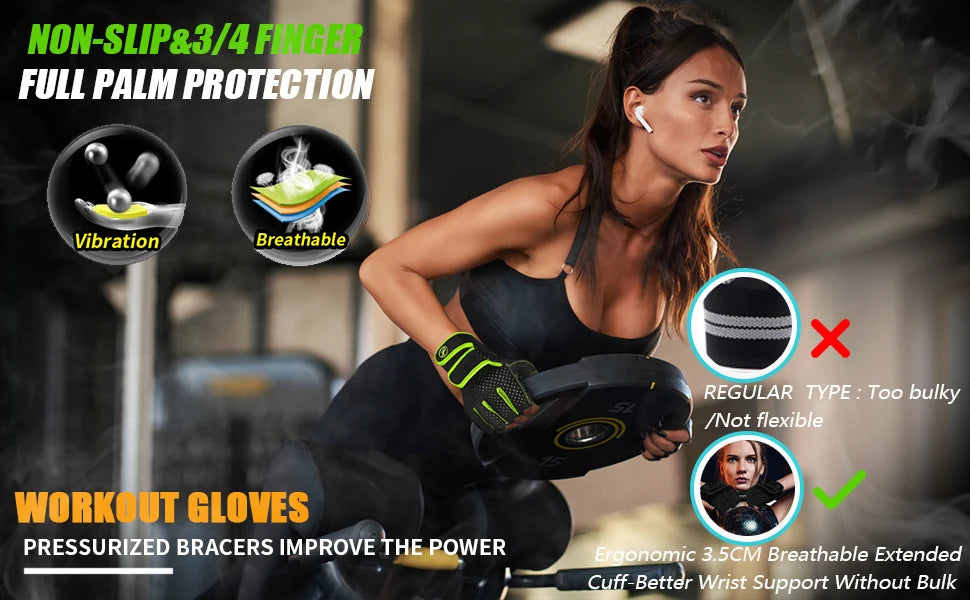 MOREOK Gym Gloves Non-slip Weight Lifting Gloves 3MM Pads Power Training Workout Fitness Gloves for Pull Ups,Rowing