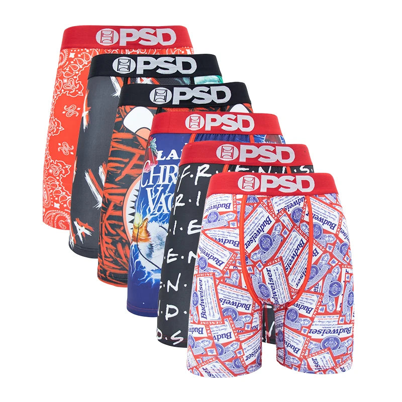 6Pcs Fashion Print Men Underwear Boxers